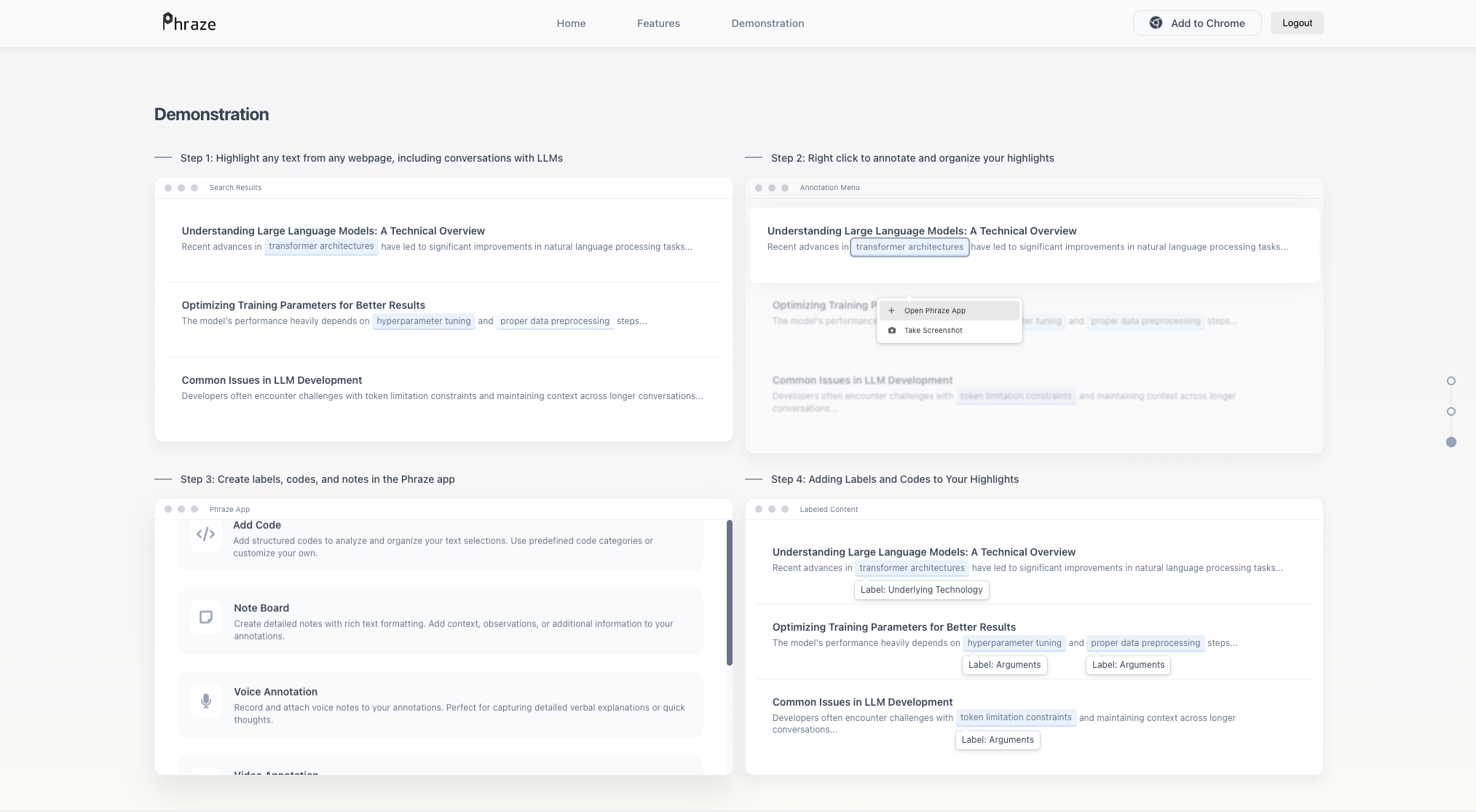 Phraze: LLM's Annotation Tool Screenshot - UU